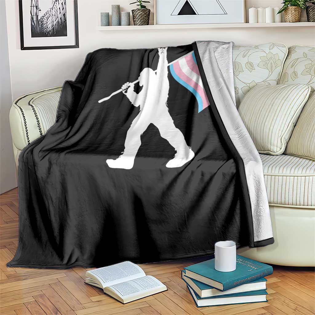 Bigfoot Rock On Trans Pride Flag Throw Blanket Sasquatch LGBTQ Ally TS12 Print Your Wear
