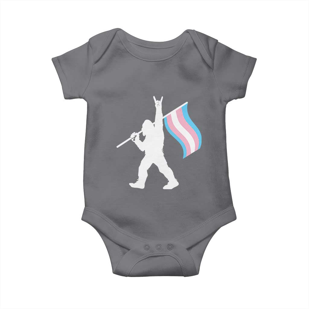 Bigfoot Rock On Trans Pride Flag Baby Onesie Sasquatch LGBTQ Ally TS12 Charcoal Print Your Wear