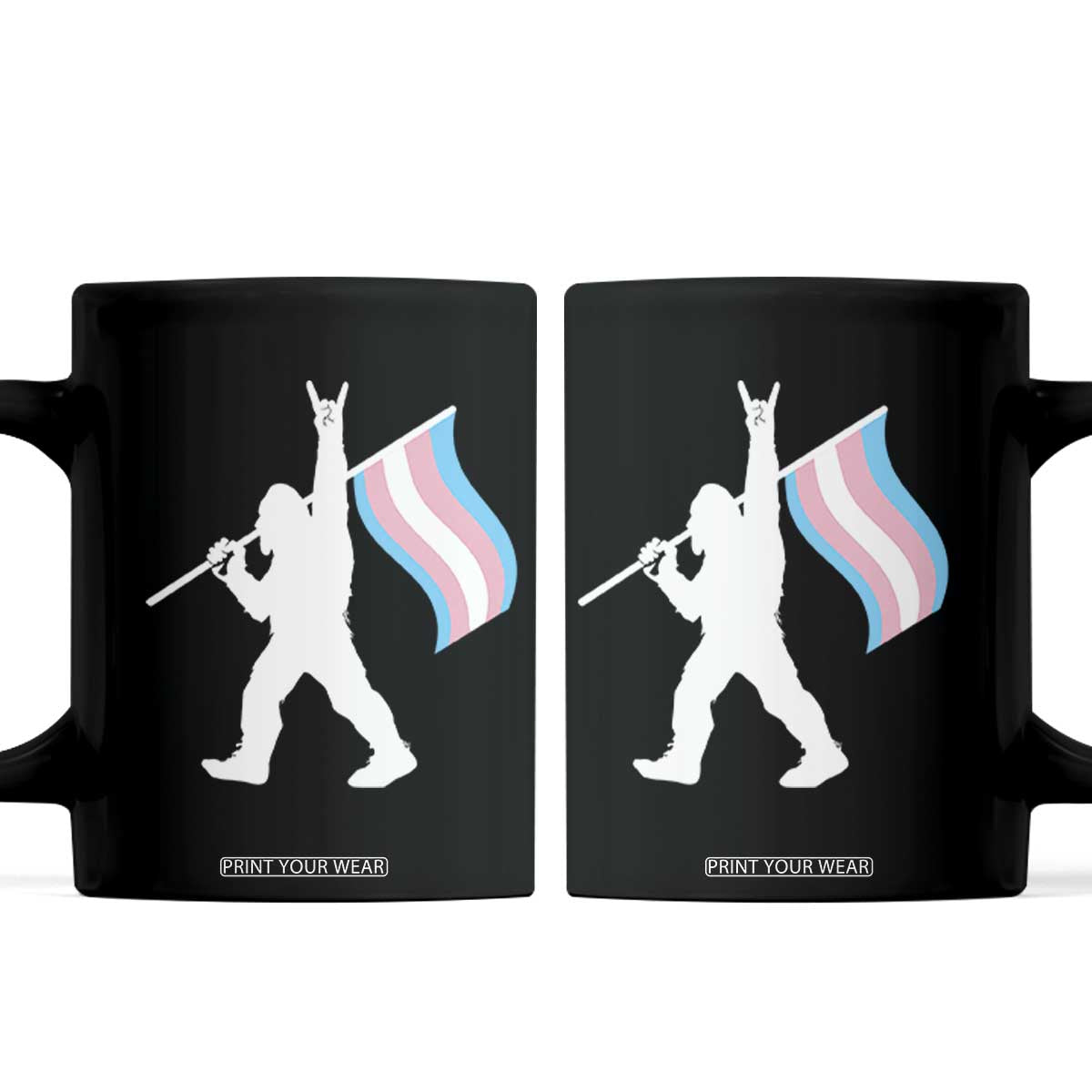 Bigfoot Rock On Trans Pride Flag Coffee Mug Sasquatch LGBTQ Ally TS12 Black Print Your Wear