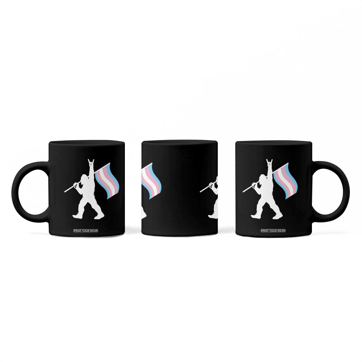 Bigfoot Rock On Trans Pride Flag Coffee Mug Sasquatch LGBTQ Ally TS12 Print Your Wear