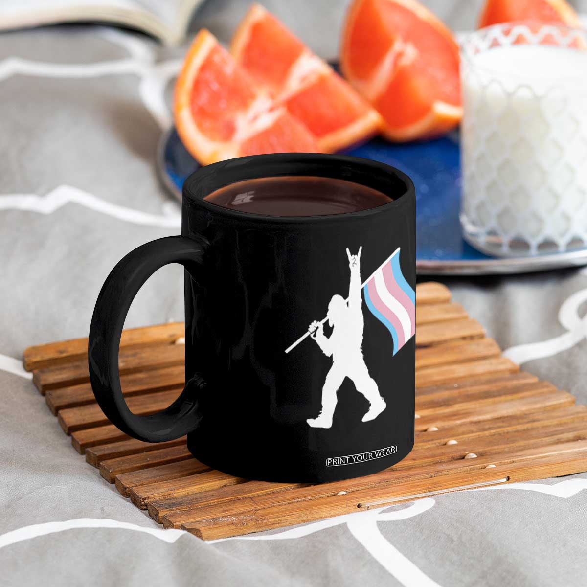 Bigfoot Rock On Trans Pride Flag Coffee Mug Sasquatch LGBTQ Ally TS12 Print Your Wear