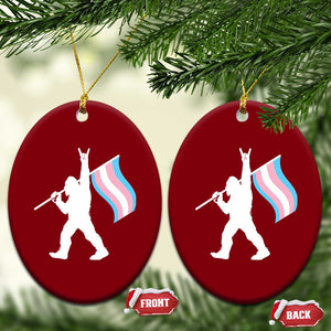 Bigfoot Rock On Trans Pride Flag Ceramic Ornament Sasquatch LGBTQ Ally TS12 Print Your Wear