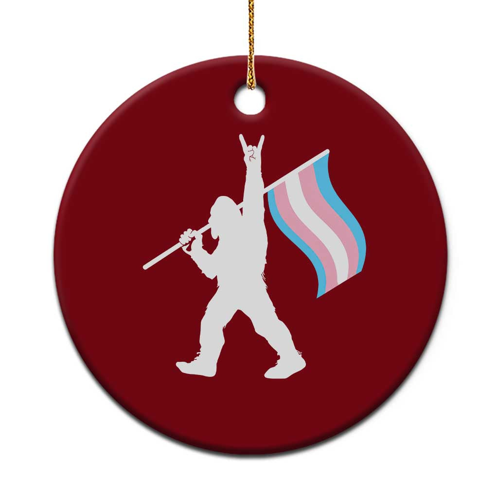 Bigfoot Rock On Trans Pride Flag Ceramic Ornament Sasquatch LGBTQ Ally TS12 1pc Red Print Your Wear