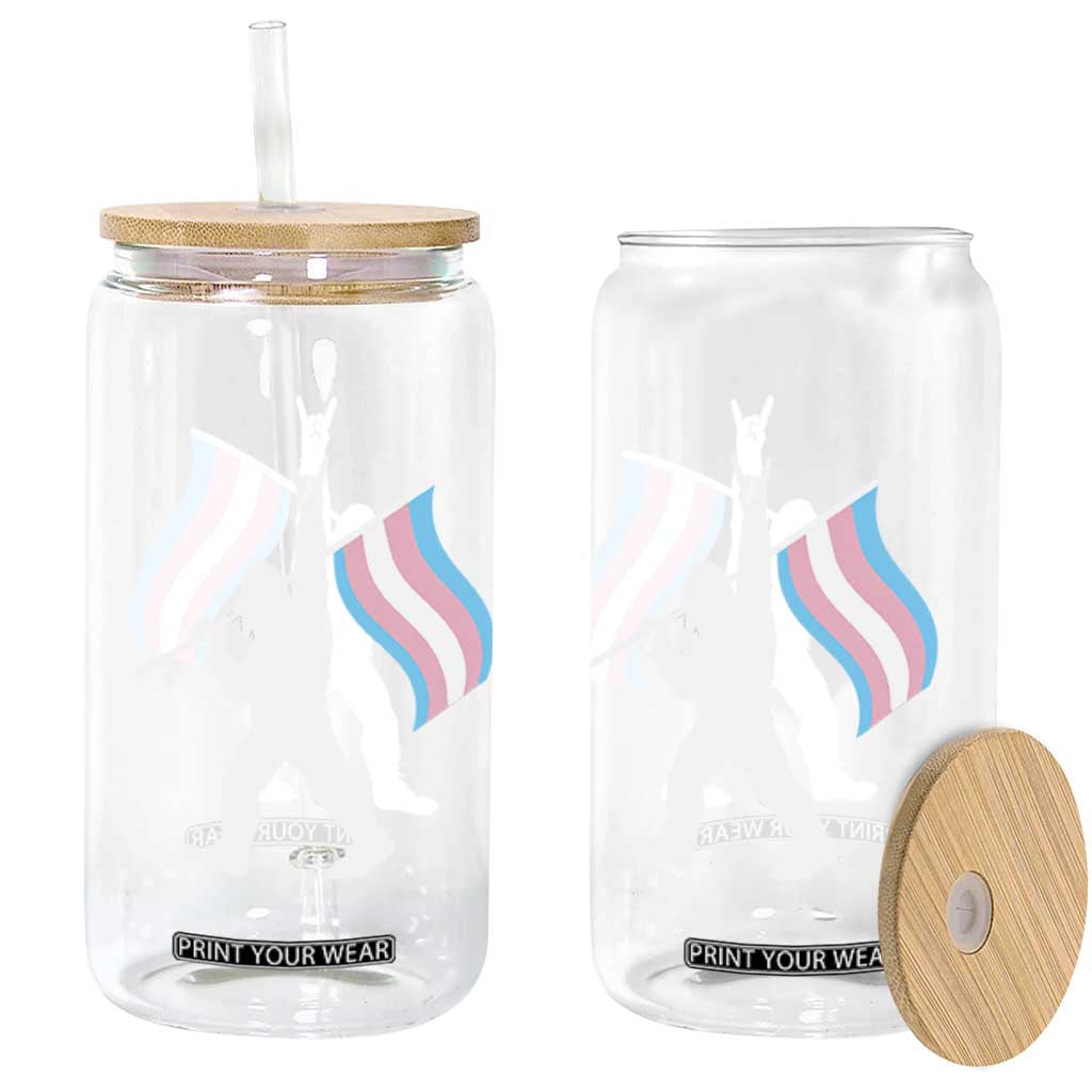 Bigfoot Rock On Trans Pride Flag Glass Can Sasquatch LGBTQ Ally TS12 Print Your Wear