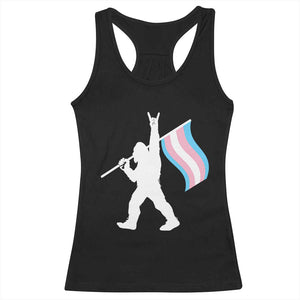 Bigfoot Rock On Trans Pride Flag Racerback Tank Top Sasquatch LGBTQ Ally TS12 Black Print Your Wear