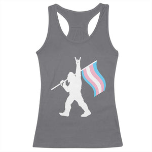 Bigfoot Rock On Trans Pride Flag Racerback Tank Top Sasquatch LGBTQ Ally TS12 Charcoal Print Your Wear