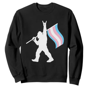 Bigfoot Rock On Trans Pride Flag Sweatshirt Sasquatch LGBTQ Ally TS12 Black Print Your Wear