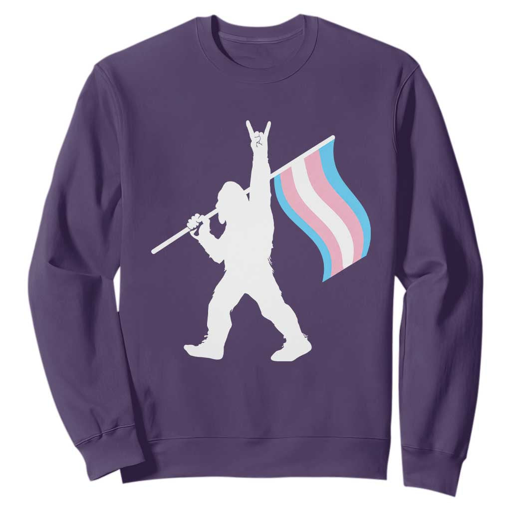 Bigfoot Rock On Trans Pride Flag Sweatshirt Sasquatch LGBTQ Ally TS12 Purple Print Your Wear