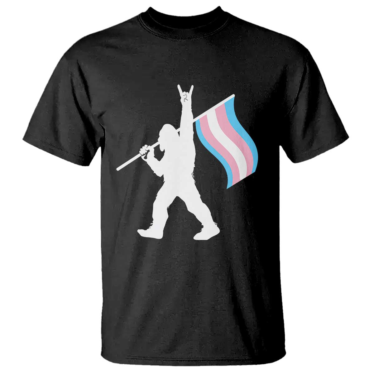 Bigfoot Rock On Trans Pride Flag T Shirt Sasquatch LGBTQ Ally TS12 Black Print Your Wear