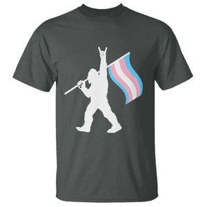 Bigfoot Rock On Trans Pride Flag T Shirt Sasquatch LGBTQ Ally TS12 Dark Heather Print Your Wear