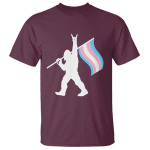 Bigfoot Rock On Trans Pride Flag T Shirt Sasquatch LGBTQ Ally TS12 Maroon Print Your Wear