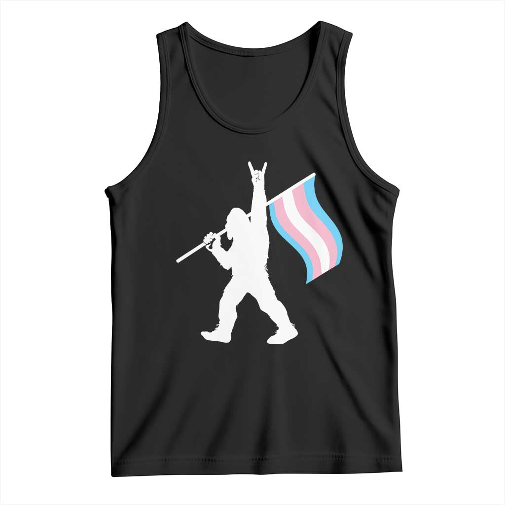 Bigfoot Rock On Trans Pride Flag Tank Top Sasquatch LGBTQ Ally TS12 Black Print Your Wear