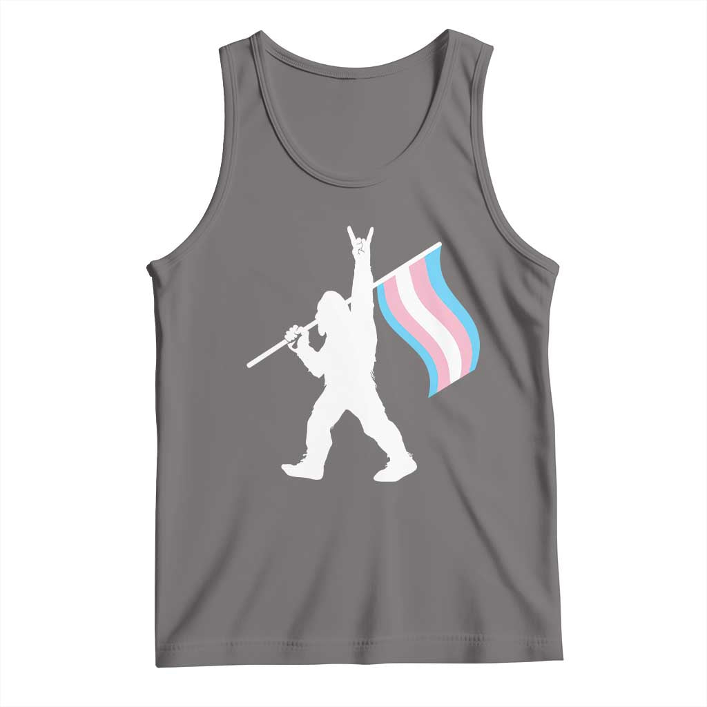 Bigfoot Rock On Trans Pride Flag Tank Top Sasquatch LGBTQ Ally TS12 Deep Heather Print Your Wear