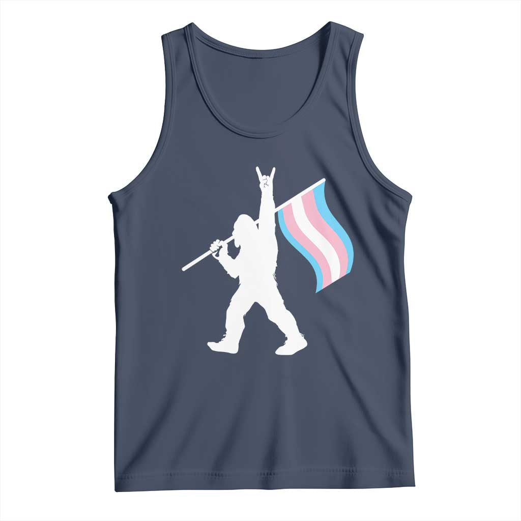 Bigfoot Rock On Trans Pride Flag Tank Top Sasquatch LGBTQ Ally TS12 Navy Print Your Wear