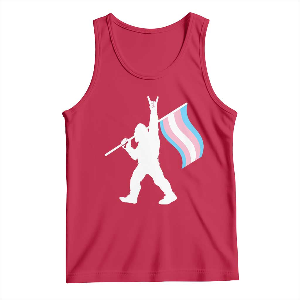 Bigfoot Rock On Trans Pride Flag Tank Top Sasquatch LGBTQ Ally TS12 Red Print Your Wear