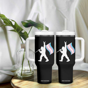Bigfoot Rock On Trans Pride Flag Tumbler With Handle Sasquatch LGBTQ Ally TS12 Print Your Wear