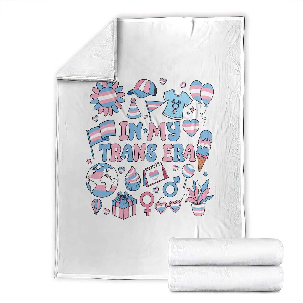 Transgender Pride In My Trans Era Throw Blanket Proud Ally Support Graphic TS12 White Print Your Wear