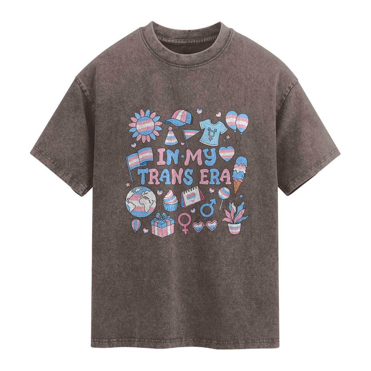 Transgender Pride In My Trans Era Washed Cotton T-Shirt Proud Ally Support Graphic