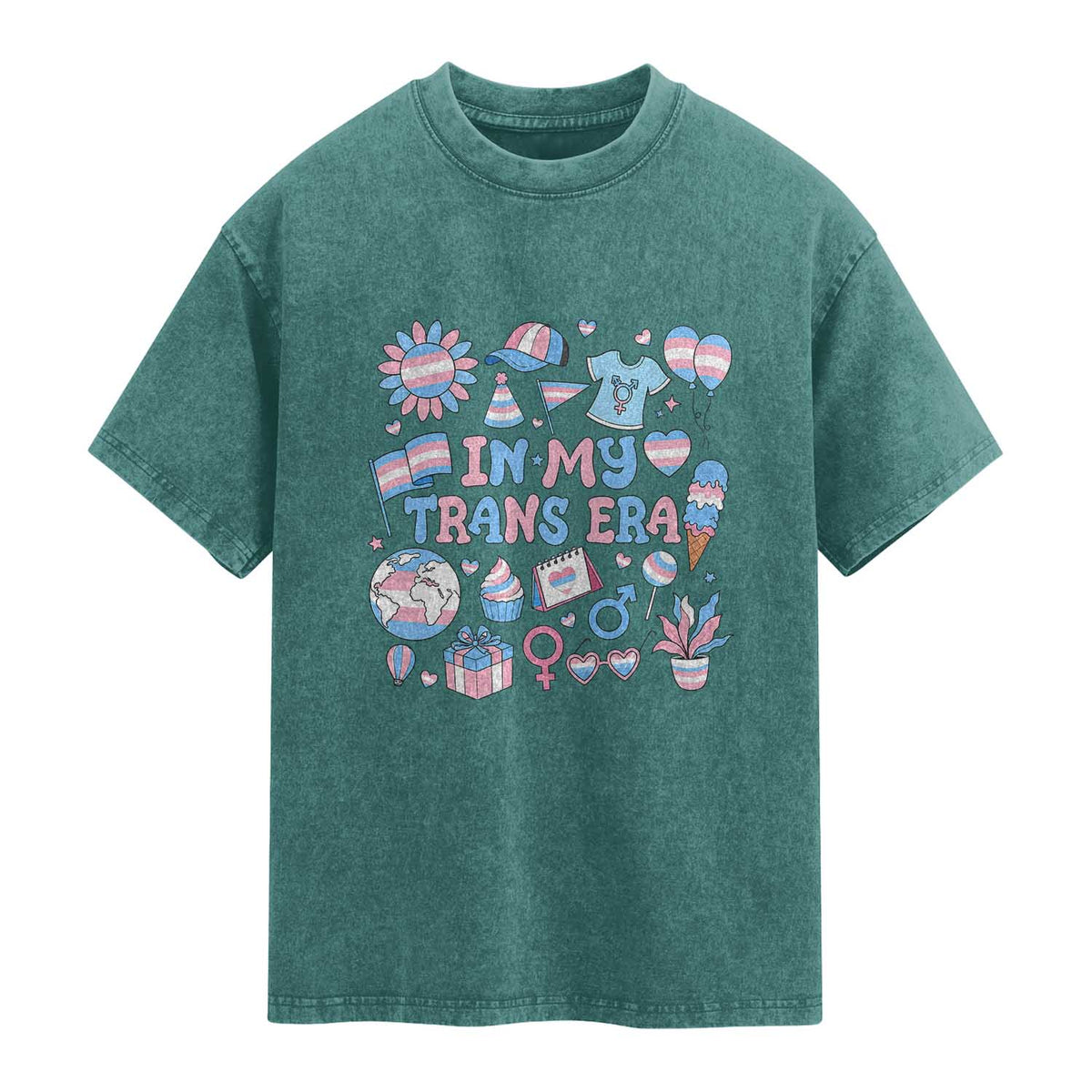 Transgender Pride In My Trans Era Washed Cotton T-Shirt Proud Ally Support Graphic