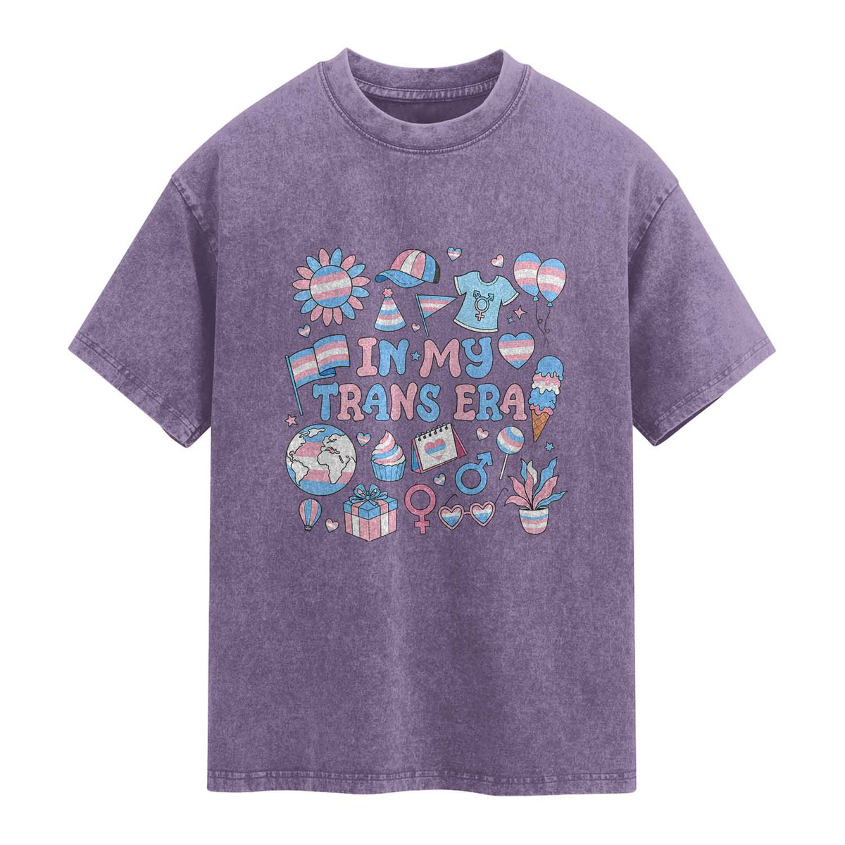 Transgender Pride In My Trans Era Washed Cotton T-Shirt Proud Ally Support Graphic