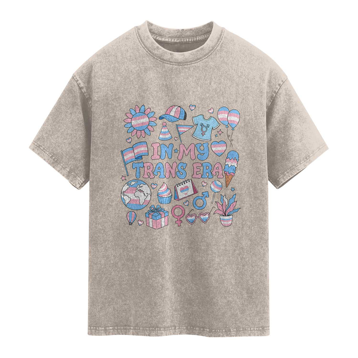 Transgender Pride In My Trans Era Washed Cotton T-Shirt Proud Ally Support Graphic