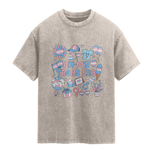 Transgender Pride In My Trans Era Washed Cotton T-Shirt Proud Ally Support Graphic