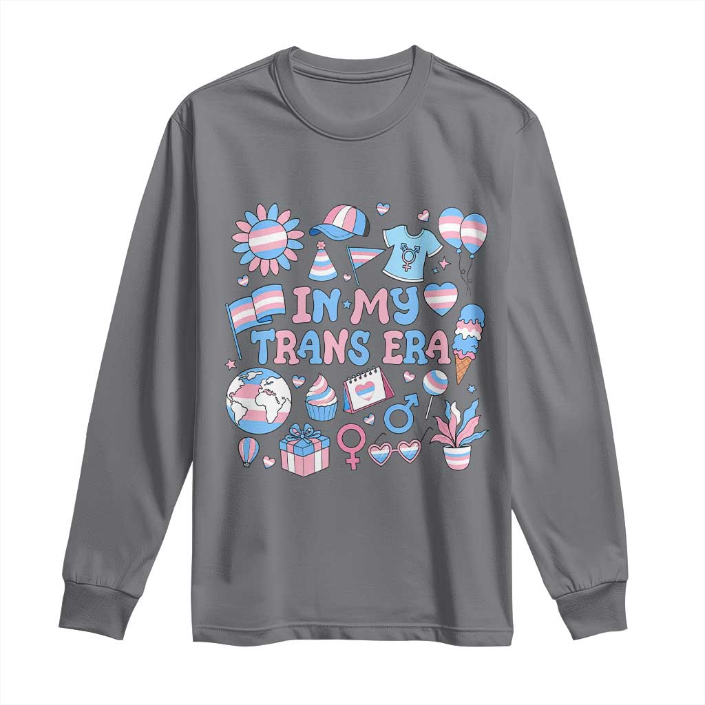 Transgender Pride In My Trans Era Long Sleeve Shirt Proud Ally Support Graphic TS12 Charcoal Print Your Wear