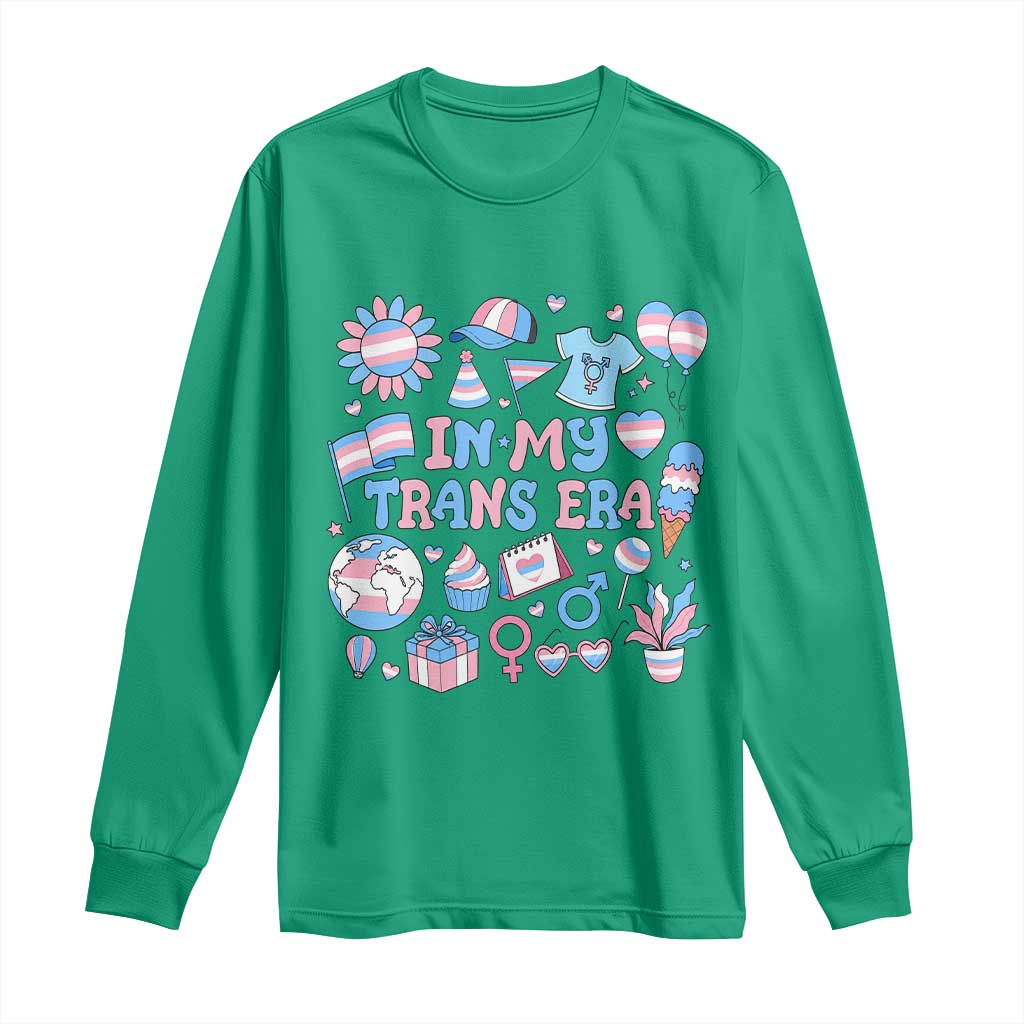 Transgender Pride In My Trans Era Long Sleeve Shirt Proud Ally Support Graphic TS12 Irish Green Print Your Wear