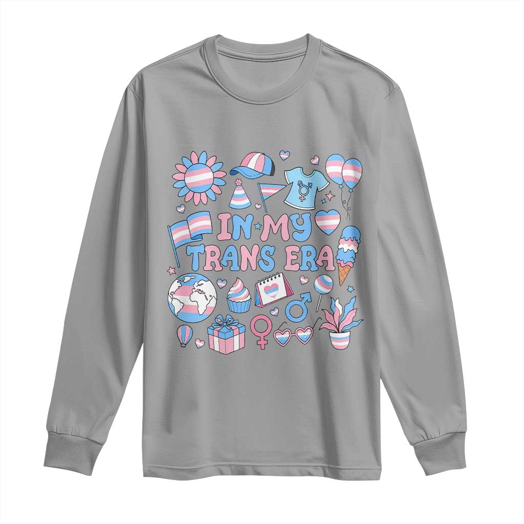 Transgender Pride In My Trans Era Long Sleeve Shirt Proud Ally Support Graphic TS12 Sport Gray Print Your Wear