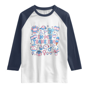 Transgender Pride In My Trans Era Raglan Shirt Proud Ally Support Graphic TS12 White Navy Print Your Wear