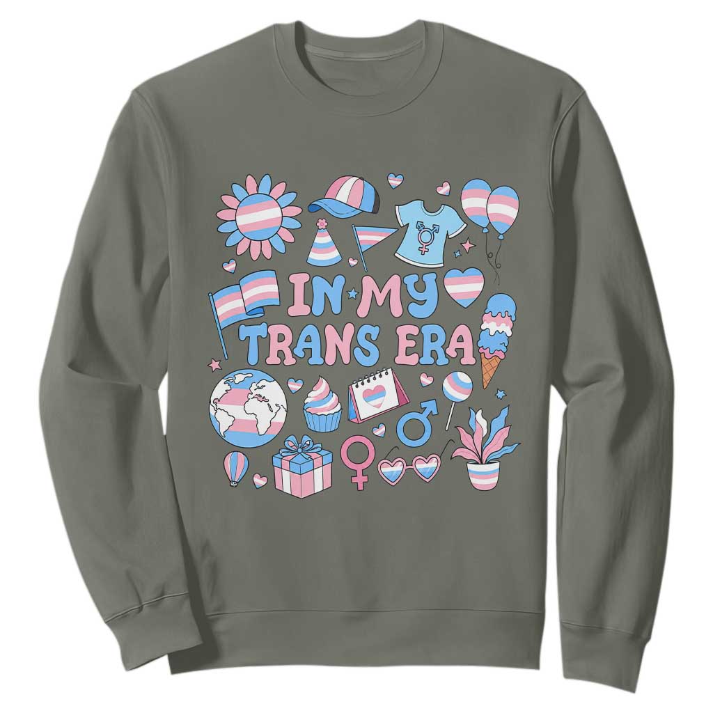 Transgender Pride In My Trans Era Sweatshirt Proud Ally Support Graphic TS12 Military Green Print Your Wear