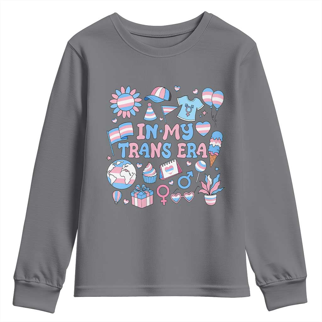 Transgender Pride In My Trans Era Youth Sweatshirt Proud Ally Support Graphic TS12 Charcoal Print Your Wear