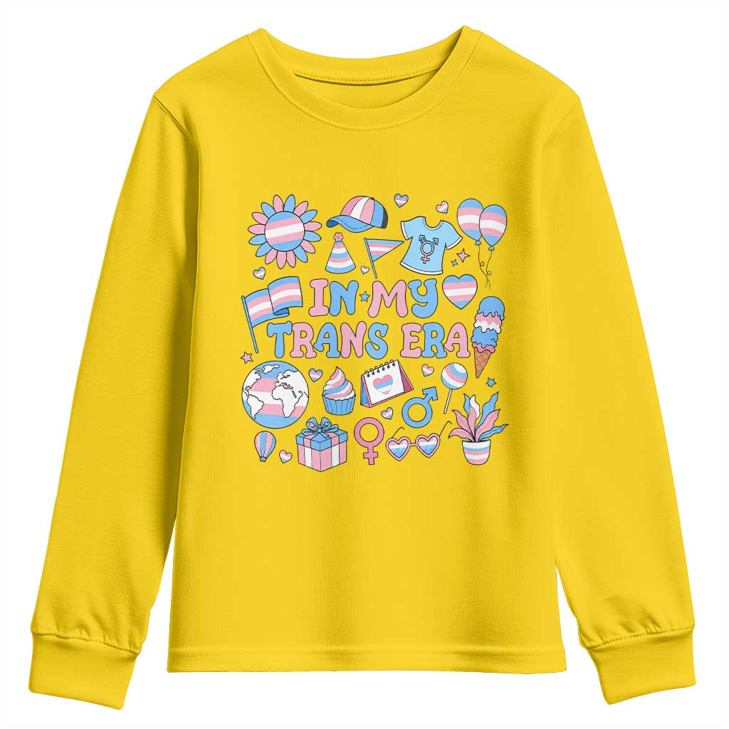 Transgender Pride In My Trans Era Youth Sweatshirt Proud Ally Support Graphic TS12 Daisy Print Your Wear
