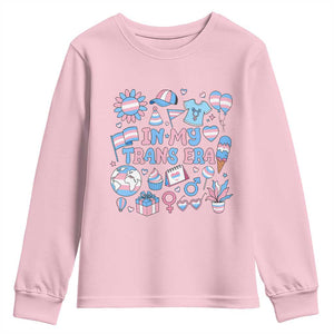 Transgender Pride In My Trans Era Youth Sweatshirt Proud Ally Support Graphic TS12 Light Pink Print Your Wear