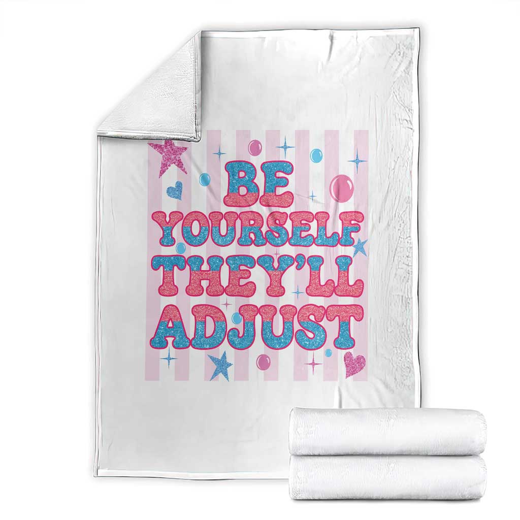 Striped Glitter Effect Printed Trans Rights Throw Blanket Be Yourself They Will Adjust TS12 White Print Your Wear