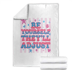 Striped Glitter Effect Printed Trans Rights Throw Blanket Be Yourself They Will Adjust TS12 White Print Your Wear