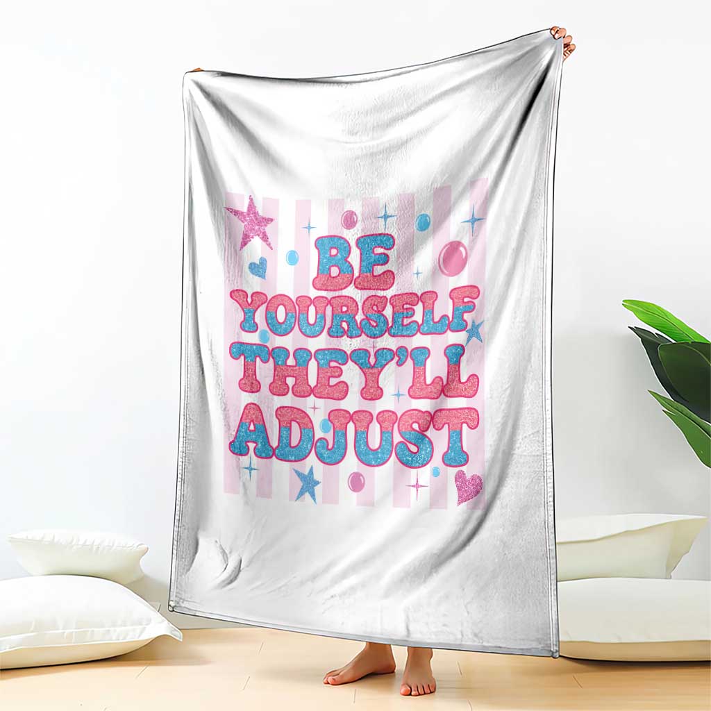 Striped Glitter Effect Printed Trans Rights Throw Blanket Be Yourself They Will Adjust TS12 Print Your Wear