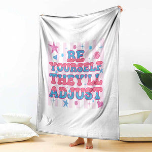 Striped Glitter Effect Printed Trans Rights Throw Blanket Be Yourself They Will Adjust TS12 Print Your Wear