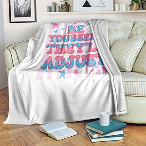 Striped Glitter Effect Printed Trans Rights Throw Blanket Be Yourself They Will Adjust TS12 Print Your Wear