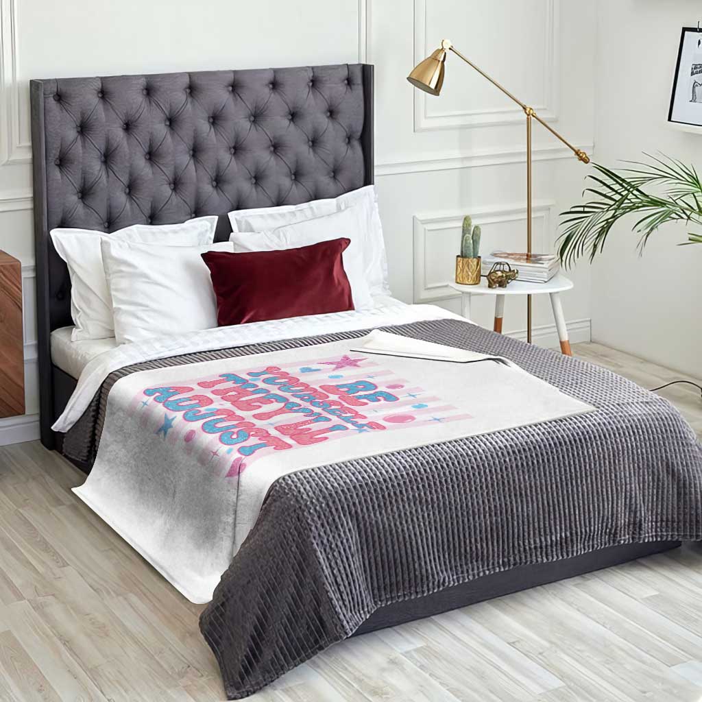 Striped Glitter Effect Printed Trans Rights Throw Blanket Be Yourself They Will Adjust TS12 Print Your Wear