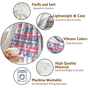 Striped Glitter Effect Printed Trans Rights Throw Blanket Be Yourself They Will Adjust TS12 Print Your Wear