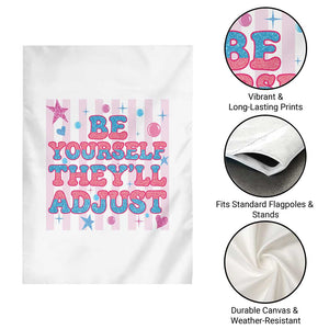 Striped Glitter Effect Printed Trans Rights Garden Flag Be Yourself They Will Adjust TS12 Print Your Wear