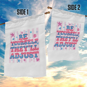 Striped Glitter Effect Printed Trans Rights Garden Flag Be Yourself They Will Adjust TS12 Print Your Wear