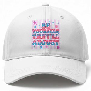 Striped Glitter Effect Printed Trans Rights Baseball Cap Be Yourself They Will Adjust TS12 Print Your Wear
