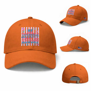 Striped Glitter Effect Printed Trans Rights Baseball Cap Be Yourself They Will Adjust TS12 Baseball Cap Universal Fit Orange Print Your Wear