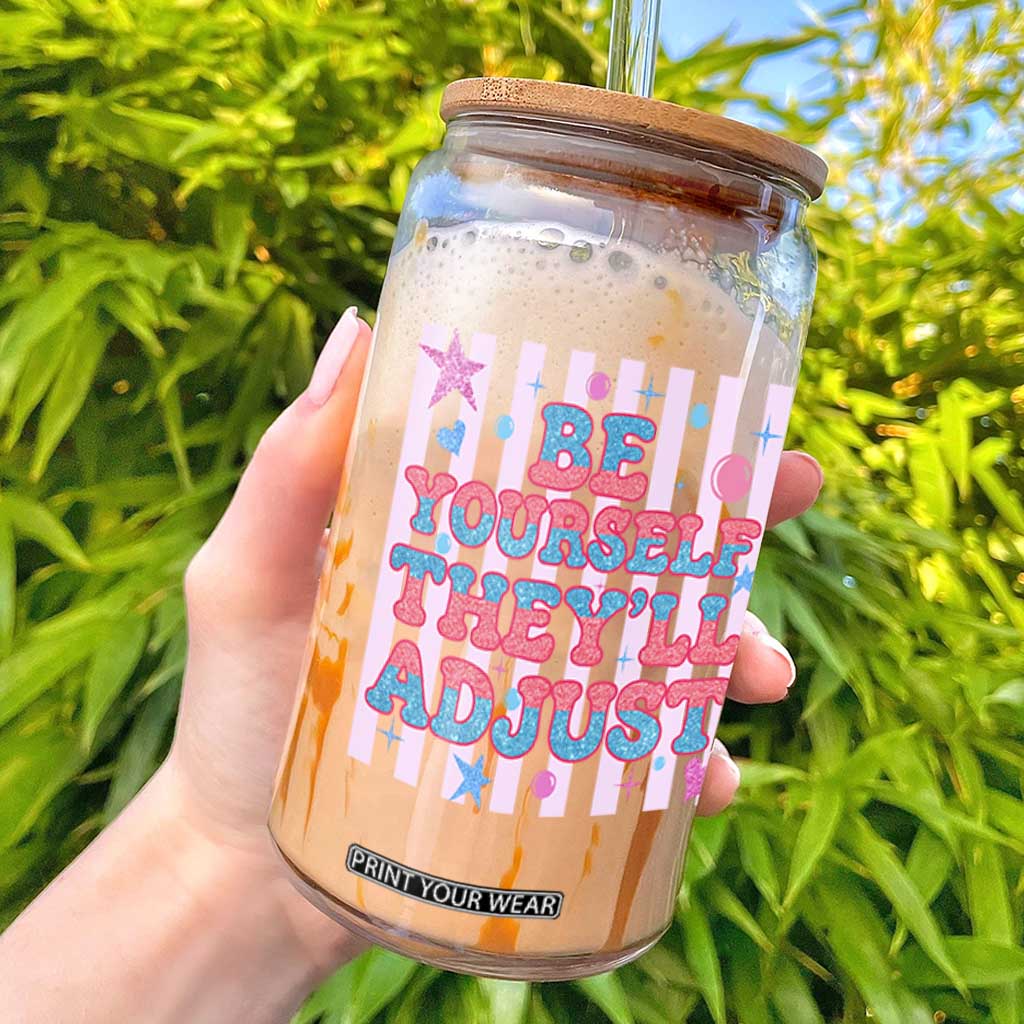 Striped Glitter Effect Printed Trans Rights Glass Can Be Yourself They Will Adjust TS12 White Print Your Wear