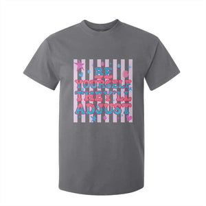 Striped Glitter Effect Printed Trans Rights T Shirt For Kid Be Yourself They Will Adjust TS12 Charcoal Print Your Wear