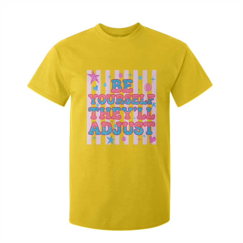 Striped Glitter Effect Printed Trans Rights T Shirt For Kid Be Yourself They Will Adjust TS12 Daisy Print Your Wear