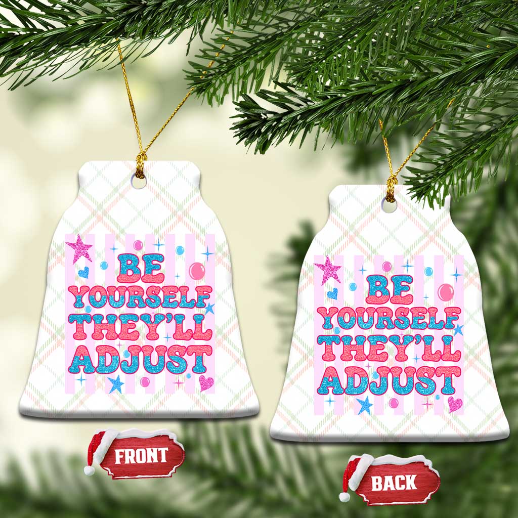 Striped Glitter Effect Printed Trans Rights Ceramic Ornament Be Yourself They Will Adjust TS12 Print Your Wear