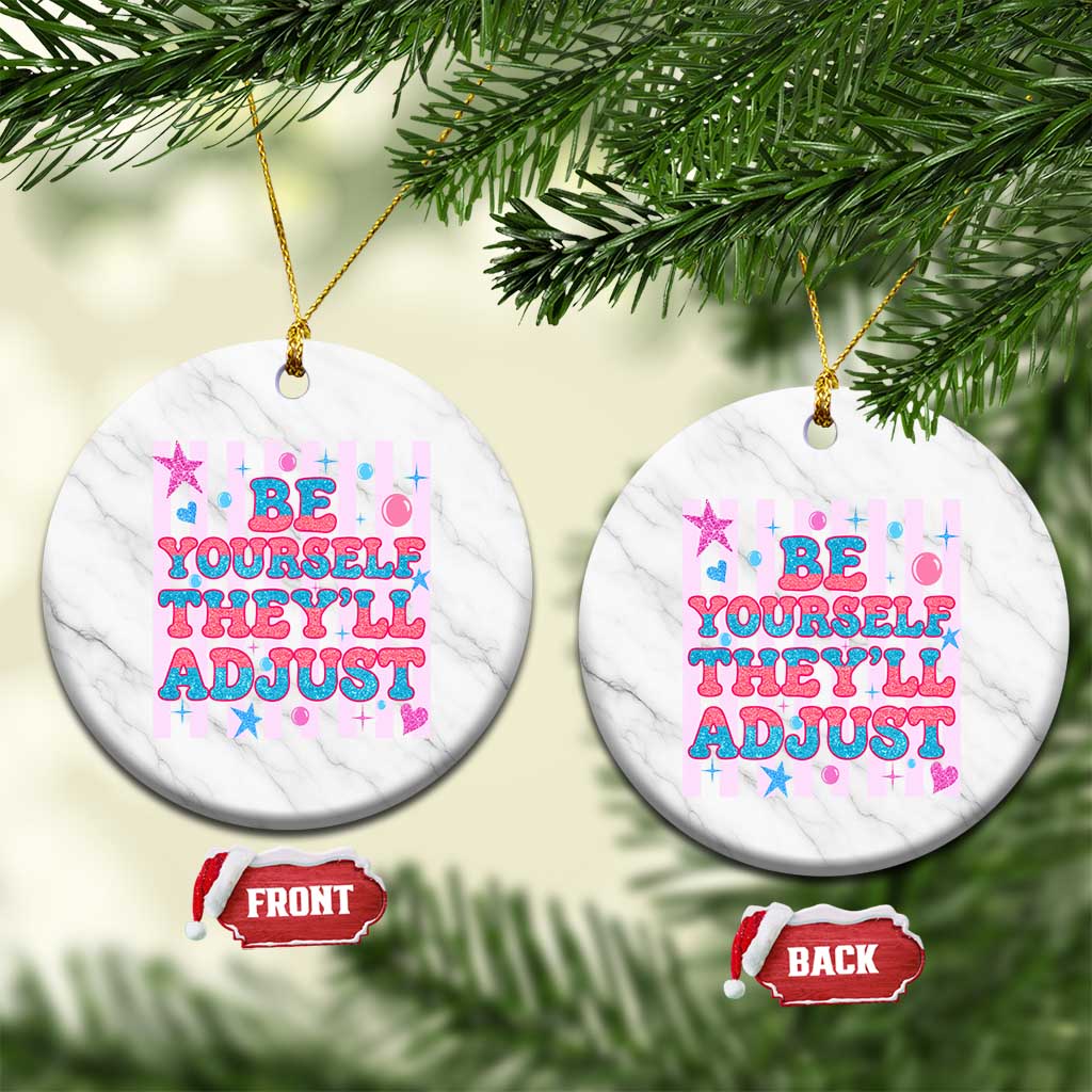 Striped Glitter Effect Printed Trans Rights Ceramic Ornament Be Yourself They Will Adjust TS12 1pc White Marble Print Your Wear
